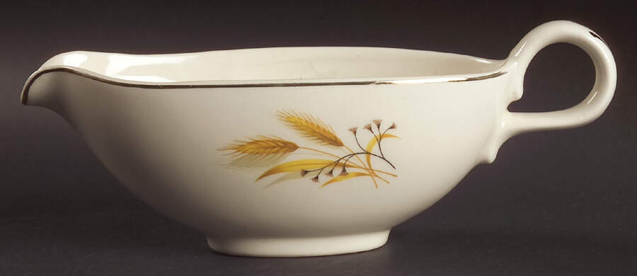 Golden Wheat (Rhythm Shape) Gravy Boat by Homer Laughlin -1