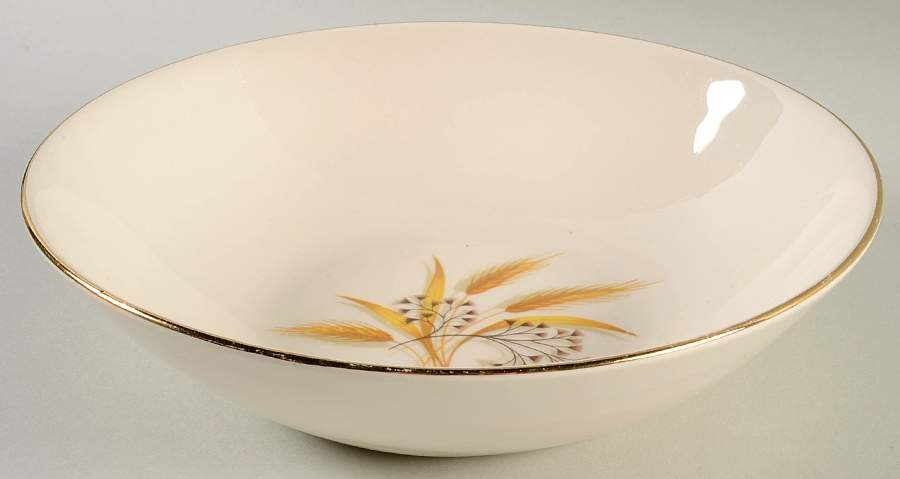 Golden Wheat (Rhythm Shape) 8" Round Vegetable Bowl by Homer Laughlin -1