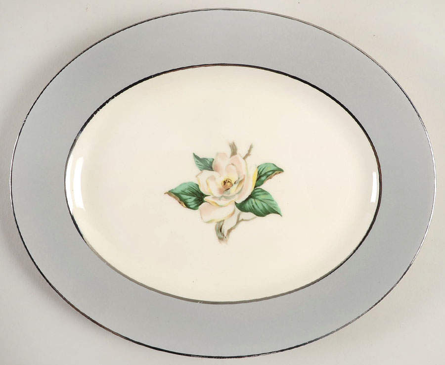 Gray Dawn (White Flower) Relish/Gravy Underplate by Homer Laughlin -1