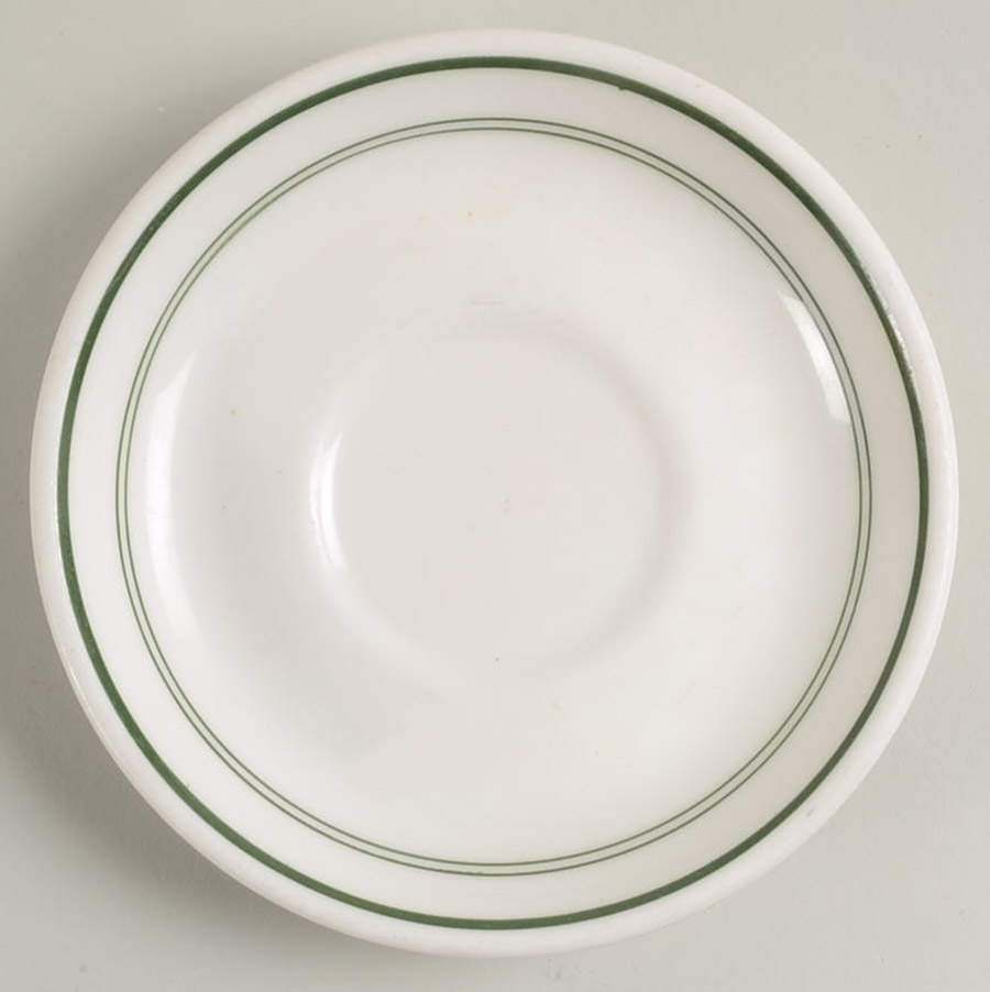 Green Band Saucer for Flat Cup by Homer Laughlin -1