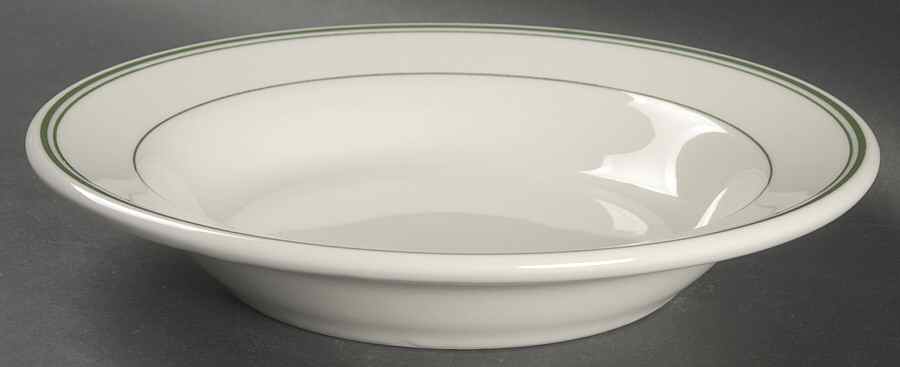 Green Band Large Rim Soup Bowl by Homer Laughlin -1