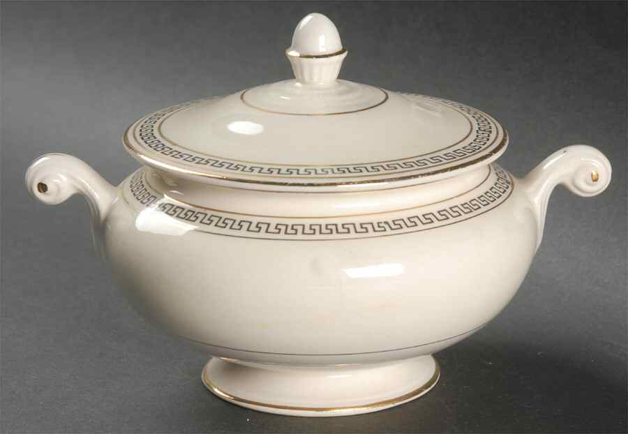 Greek Key Sugar Bowl & Lid by Homer Laughlin -1