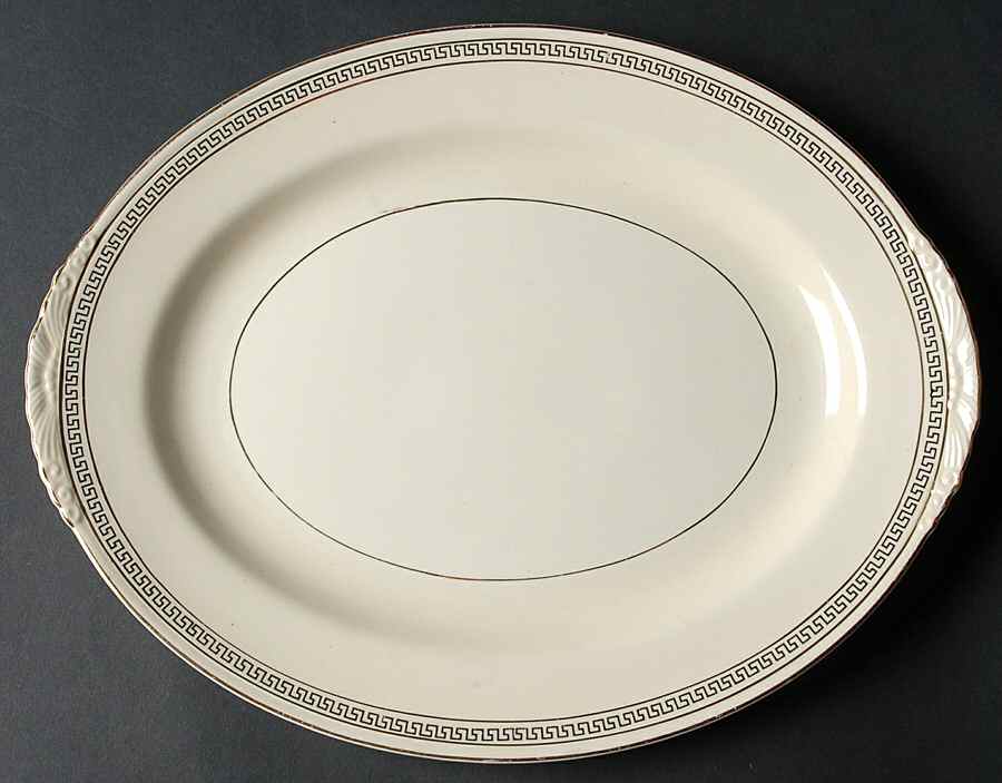 Greek Key 11" Oval Serving Platter by Homer Laughlin -1