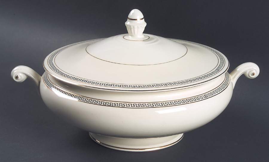 Greek Key Round Covered Vegetable by Homer Laughlin -1