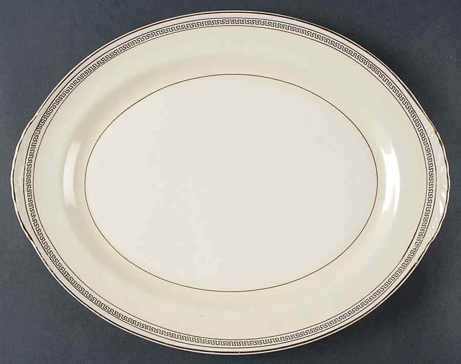 Greek Key 15" Oval Serving Platter by Homer Laughlin -1