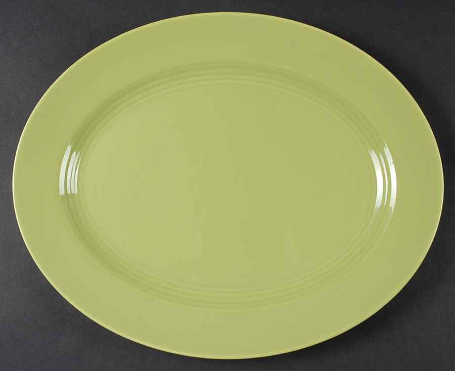 Harlequin Chartreuse 13" Oval Serving Platter by Homer Laughlin -1