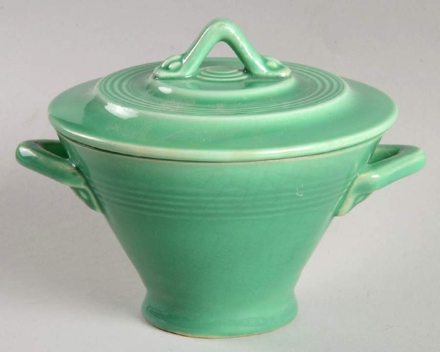 Harlequin Light Green Sugar Bowl & Lid by Homer Laughlin -1