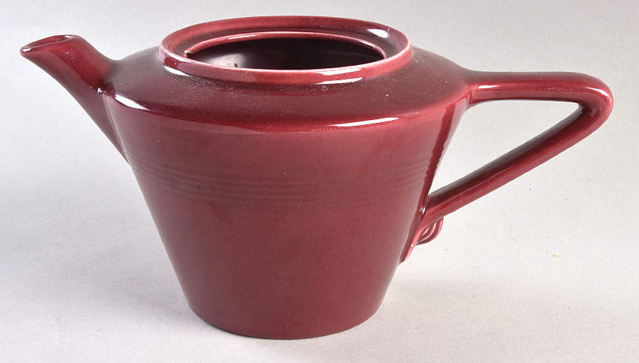 Harlequin Maroon Teapot No Lid by Homer Laughlin -1