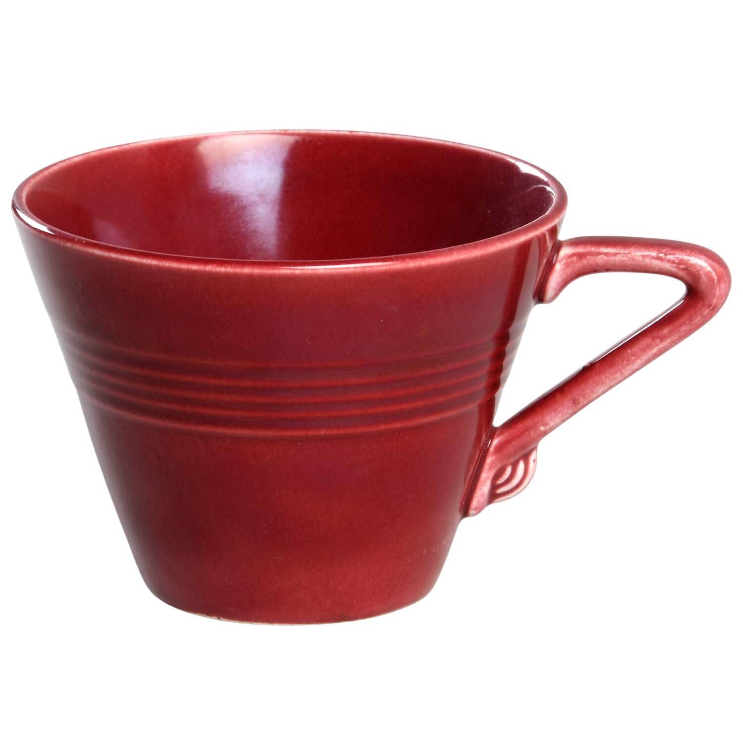 Harlequin Maroon Flat Cup by Homer Laughlin -1