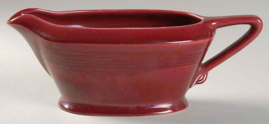 Harlequin Maroon Gravy Boat by Homer Laughlin -1