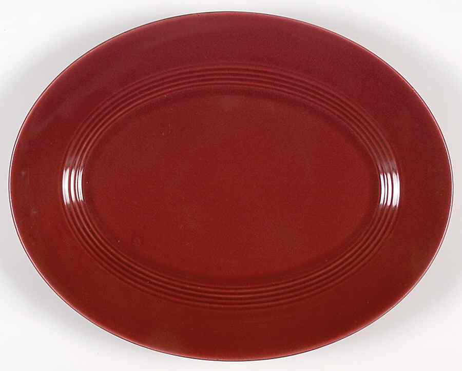 Harlequin Maroon 13" Oval Serving Platter by Homer Laughlin -1