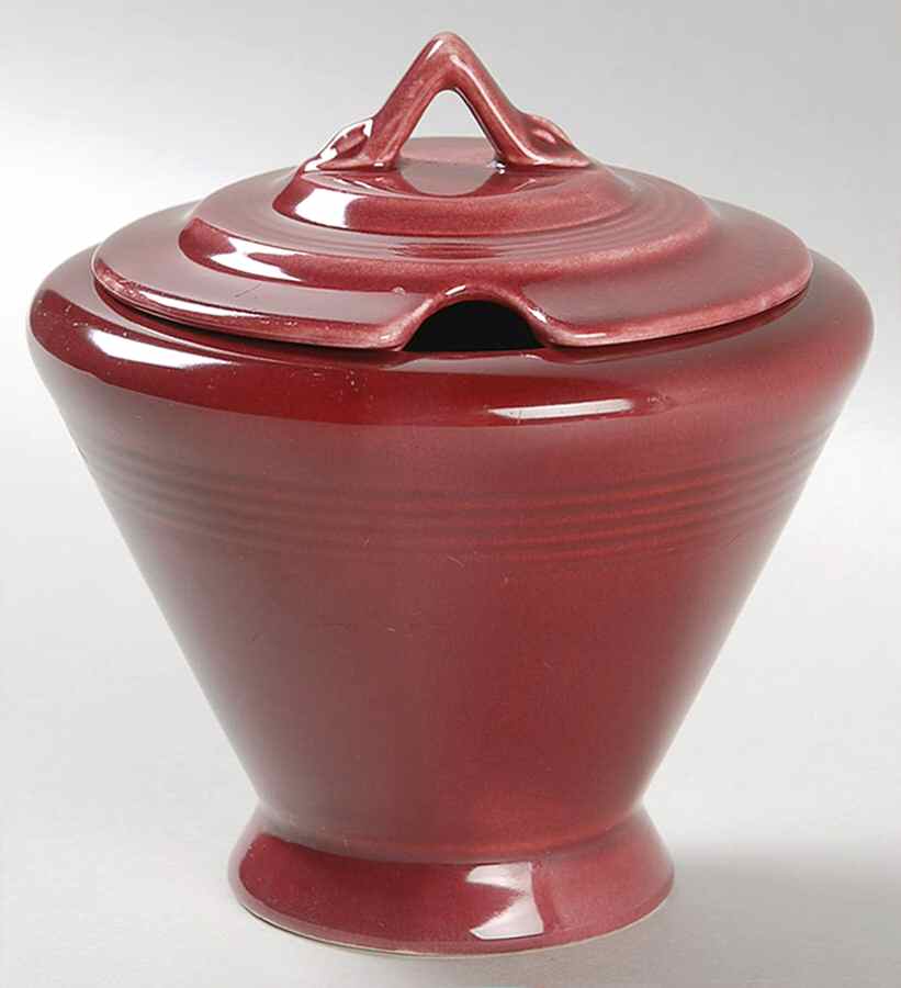 Harlequin Maroon Marmalade & Lid by Homer Laughlin -1