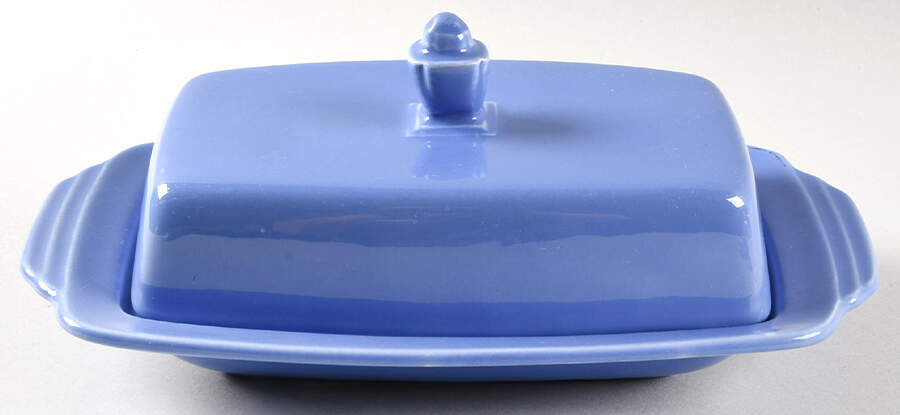 Harlequin Mauve Blue Half Pound Covered Butter by Homer Laughlin -1