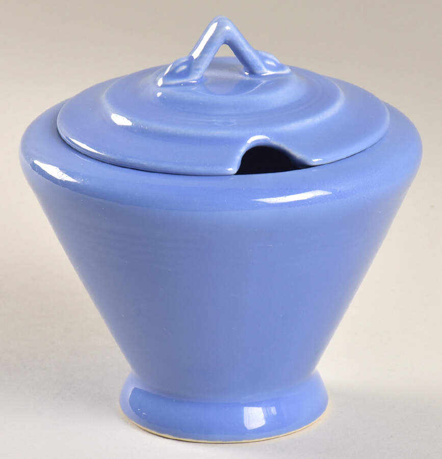 Harlequin Mauve Blue Marmalade & Lid by Homer Laughlin -1