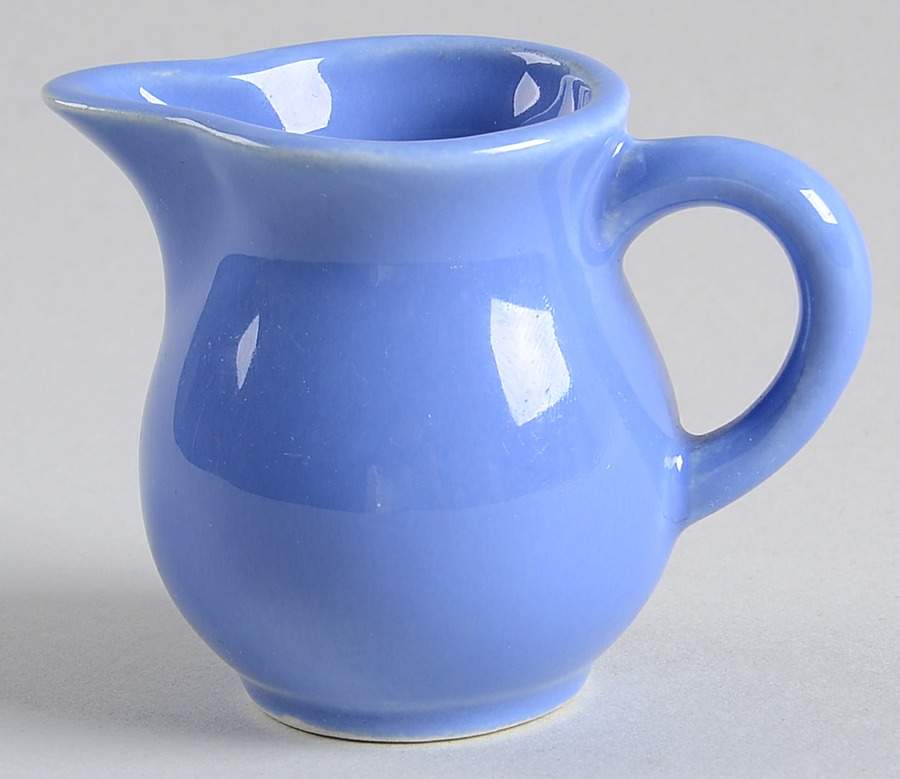 Harlequin Mauve Blue Toy Creamer by Homer Laughlin -1