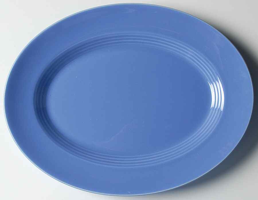 Harlequin Mauve Blue 11" Oval Serving Platter by Homer Laughlin -1