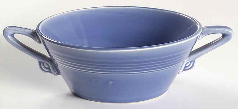 Harlequin Mauve Blue Cream Soup Bowl by Homer Laughlin -1