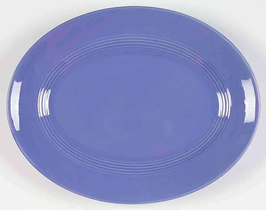 Harlequin Mauve Blue 13" Oval Serving Platter by Homer Laughlin -1