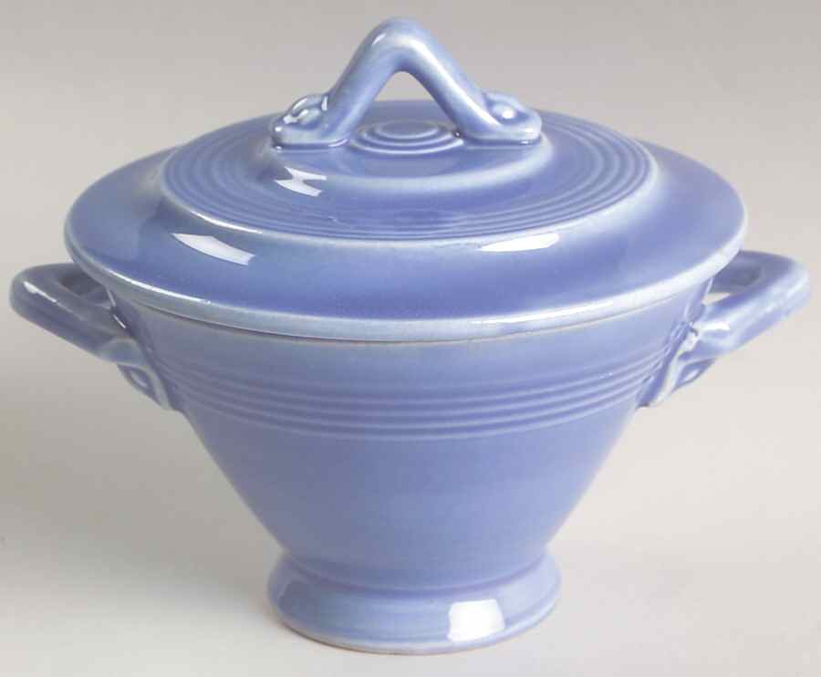 Harlequin Mauve Blue Sugar Bowl & Lid by Homer Laughlin -1