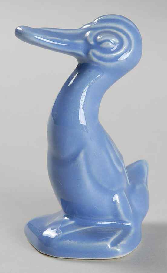 Harlequin Mauve Blue Duck Figurine by Homer Laughlin -1