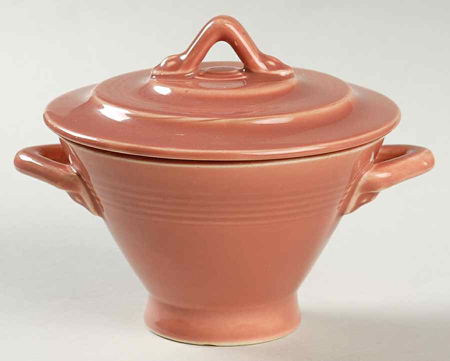 Harlequin Rose Sugar Bowl & Lid by Homer Laughlin -1