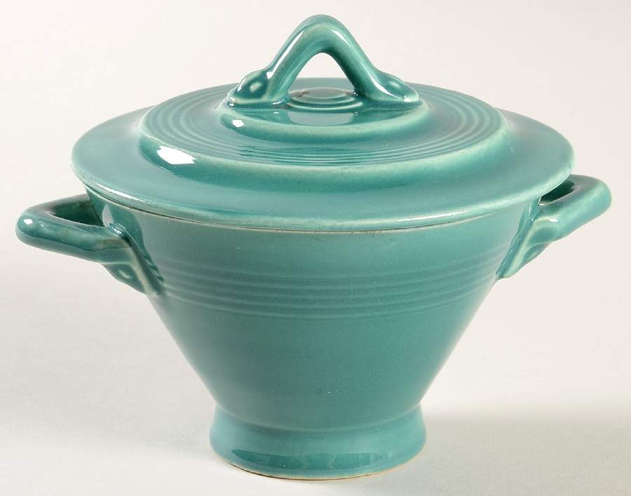 Harlequin Spruce Green Sugar Bowl & Lid by Homer Laughlin -1