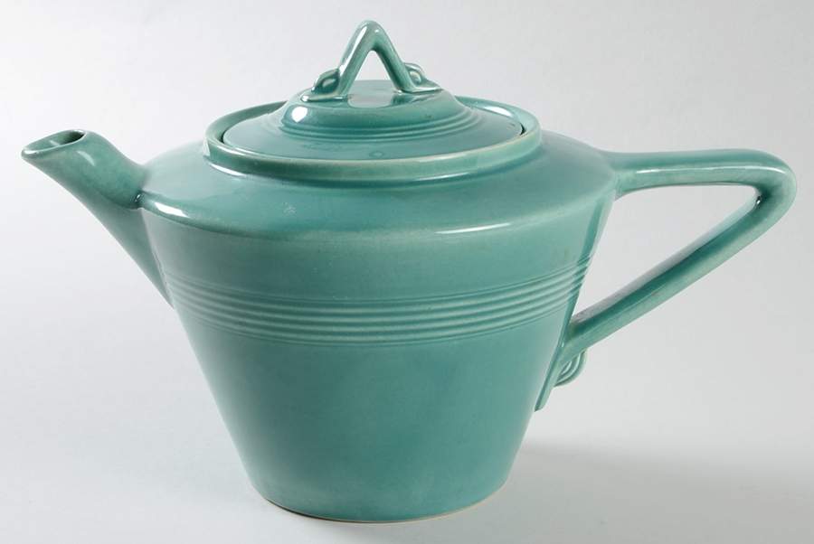 Harlequin Spruce Green Teapot & Lid by Homer Laughlin -1