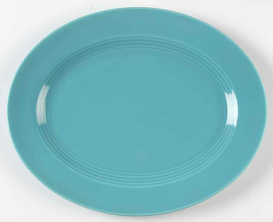 Harlequin Turquoise (Older) 13" Oval Serving Platter by Homer Laughlin -1