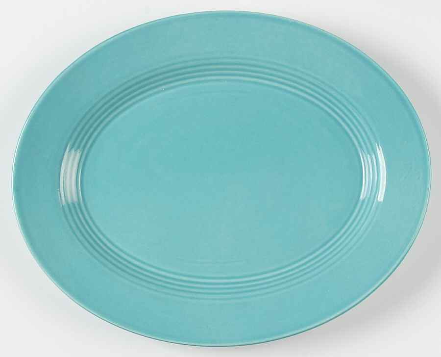 Harlequin Turquoise (Older) 11" Oval Serving Platter by Homer Laughlin -1