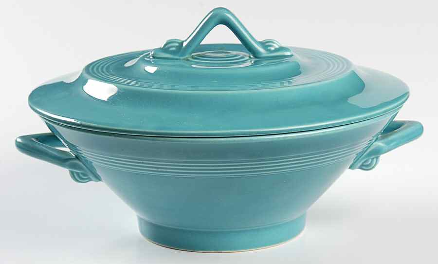 Harlequin Turquoise (Older) Round Covered Vegetable by Homer Laughlin -1
