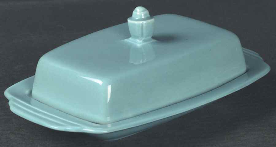 Harlequin Turquoise (Older) Half Pound Covered Butter by Homer Laughlin -1