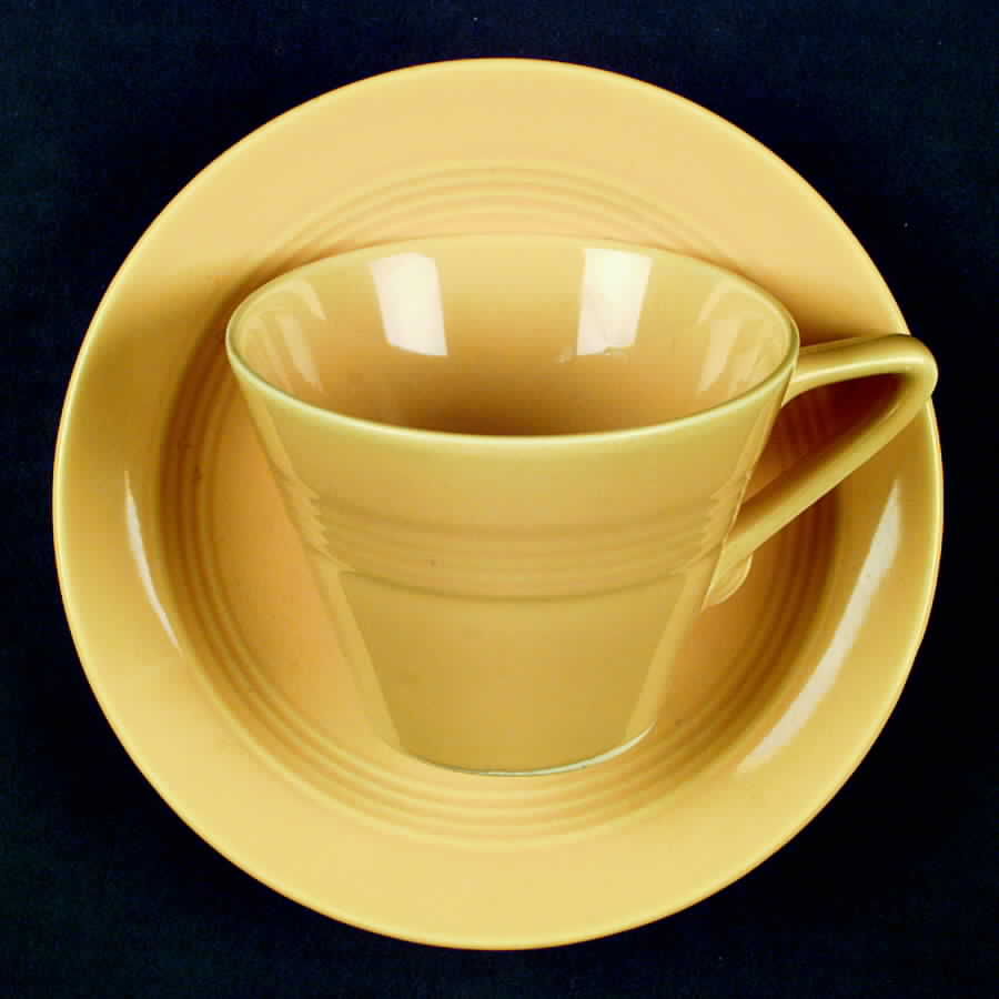 Harlequin Yellow (Older) Flat Cup & Saucer Set by Homer Laughlin -1