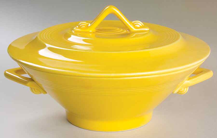 Harlequin Yellow (Older) Round Covered Vegetable by Homer Laughlin -1