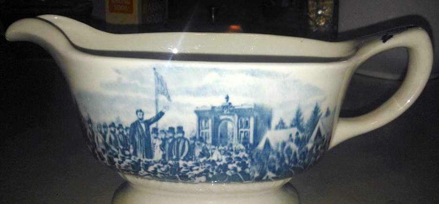 Historical America Blue (Scalloped) Gravy Boat by Homer Laughlin -1