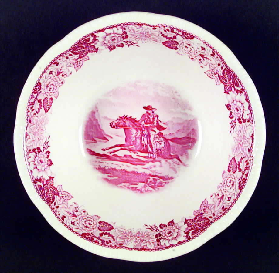 Historical America Red (Scalloped) 8" Round Vegetable Bowl by Homer Laughlin -1