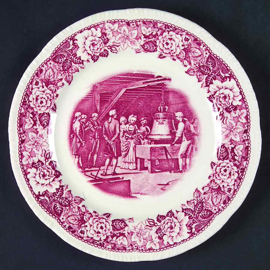 Historical America Red (Scalloped) Dessert/Pie Plate by Homer Laughlin -1