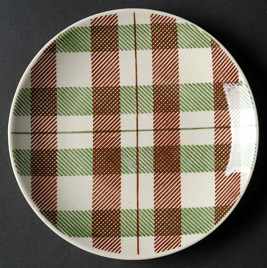 Highland Plaid (Green Brown) Bread & Butter Plate by Homer Laughlin -1