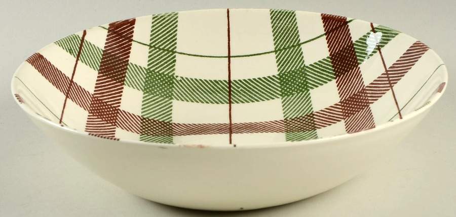 Highland Plaid (Green Brown) 8" Round Vegetable Bowl by Homer Laughlin -1