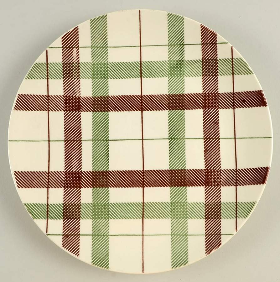 Highland Plaid (Green Brown) Luncheon Plate by Homer Laughlin -1