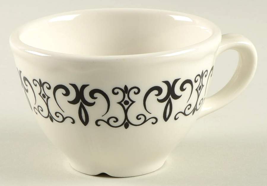 Old Gothic Black Flat Cup by Homer Laughlin -1