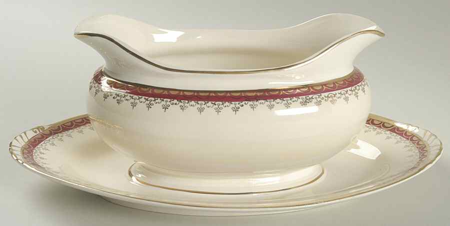N1642 Gravy Boat with Attached Underplate by Homer Laughlin -1