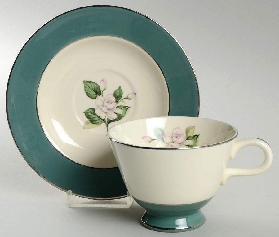 HLC342 Footed Cup & Saucer Set by Homer Laughlin -1