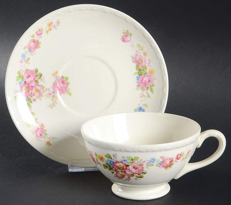 HLC359 Footed Cup & Saucer Set by Homer Laughlin -1