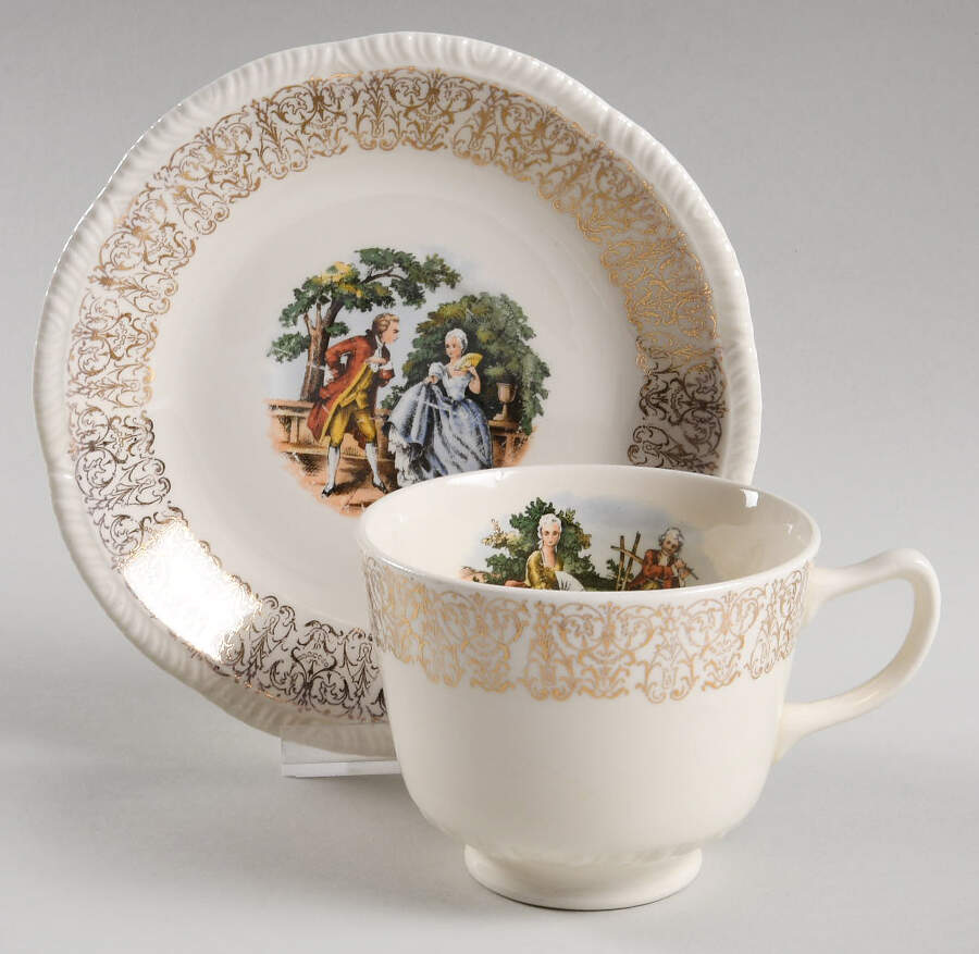 HLC367 Footed Cup & Saucer Set by Homer Laughlin -1