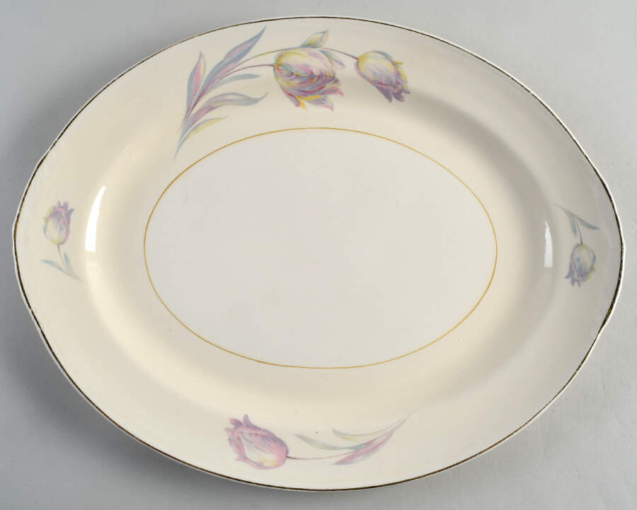 Tulip (Eggshell Georgian) 15" Oval Serving Platter by Homer Laughlin -1
