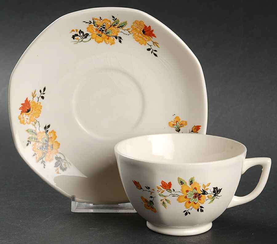 HLC375 Footed Cup & Saucer Set by Homer Laughlin -1