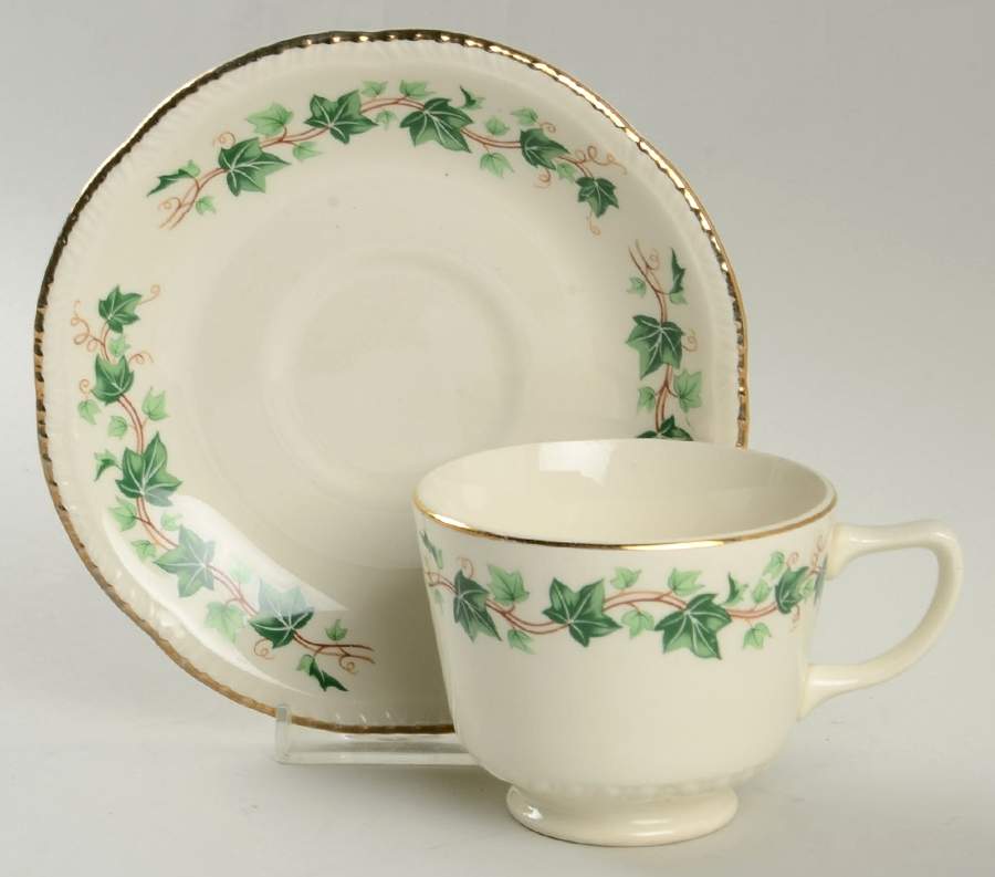 HLC39 Footed Cup & Saucer Set by Homer Laughlin -1