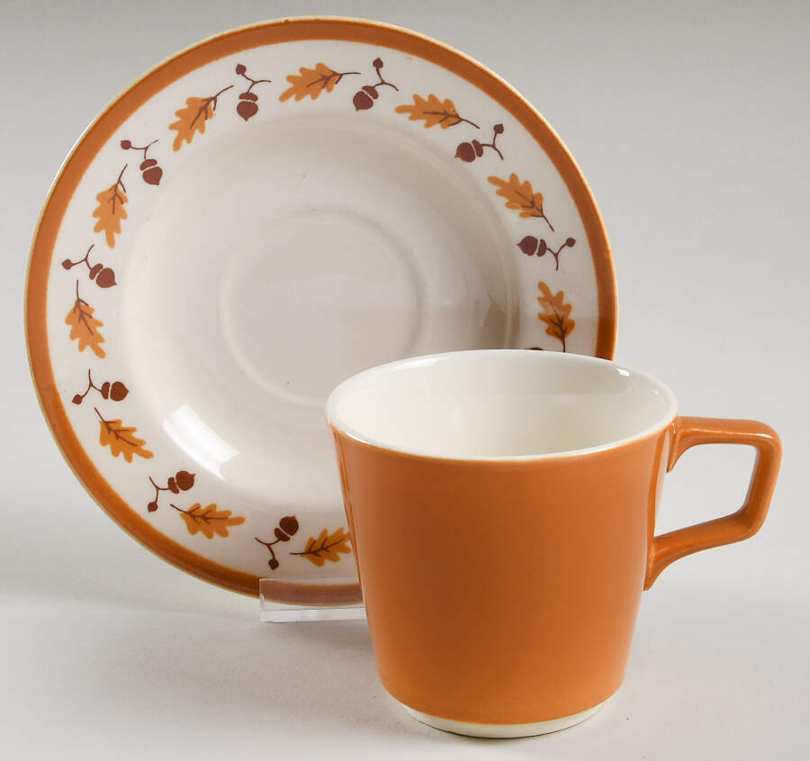 Acorn Flat Cup & Saucer Set by Homer Laughlin -1