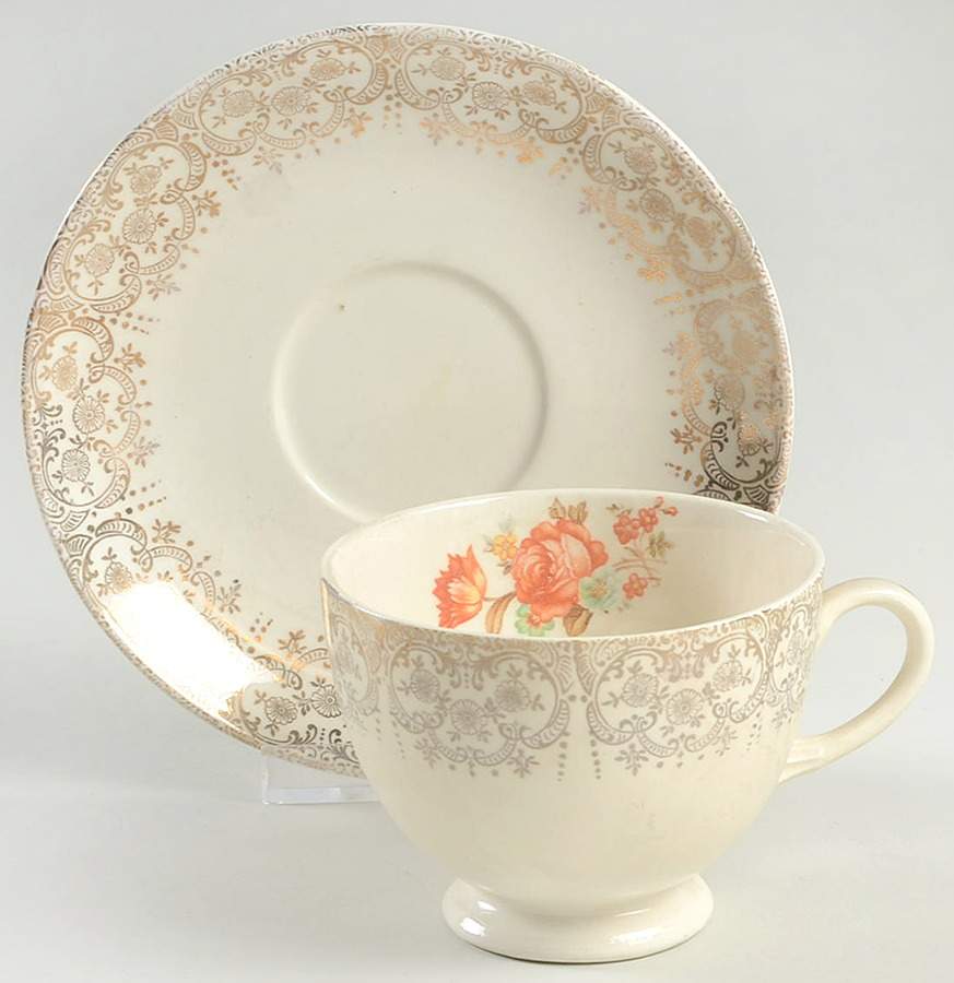 HLC483 Footed Cup & Saucer Set by Homer Laughlin -1