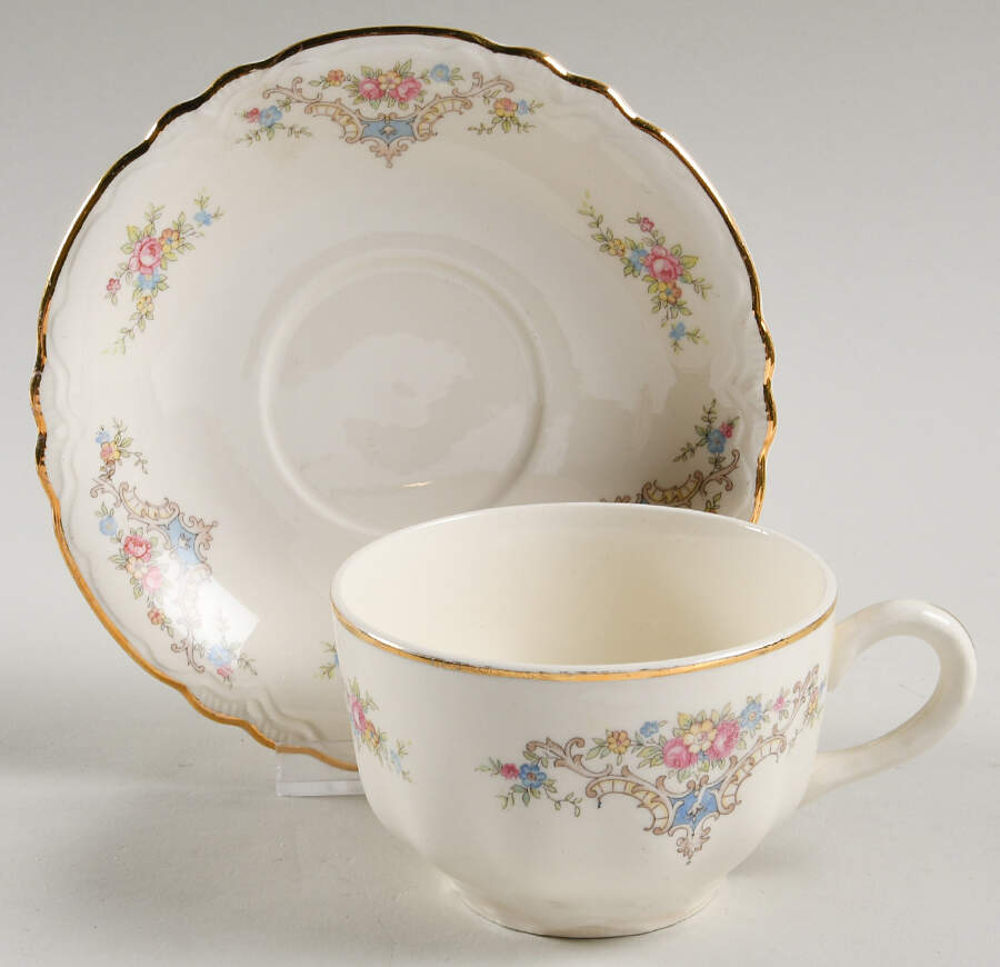 HLC524 Flat Cup & Saucer Set by Homer Laughlin -1